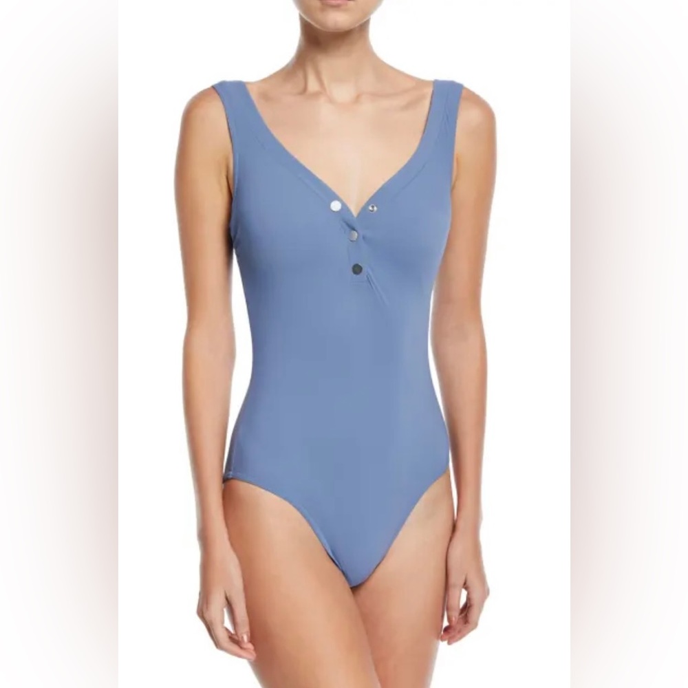 Karla Colletto Varia Button Front One Piece Swimsuit